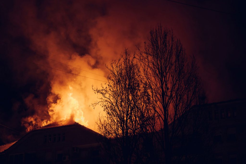 A huge house under fire