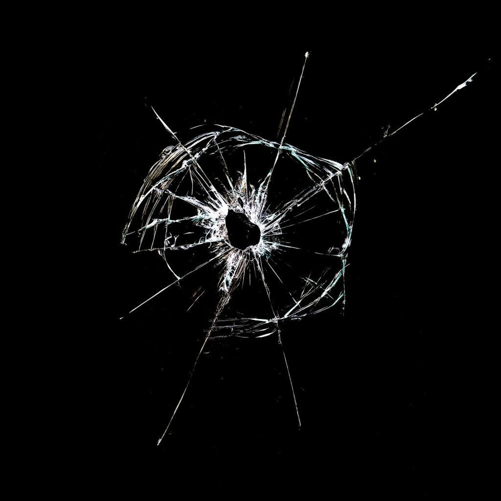 Bullet hole in the glass