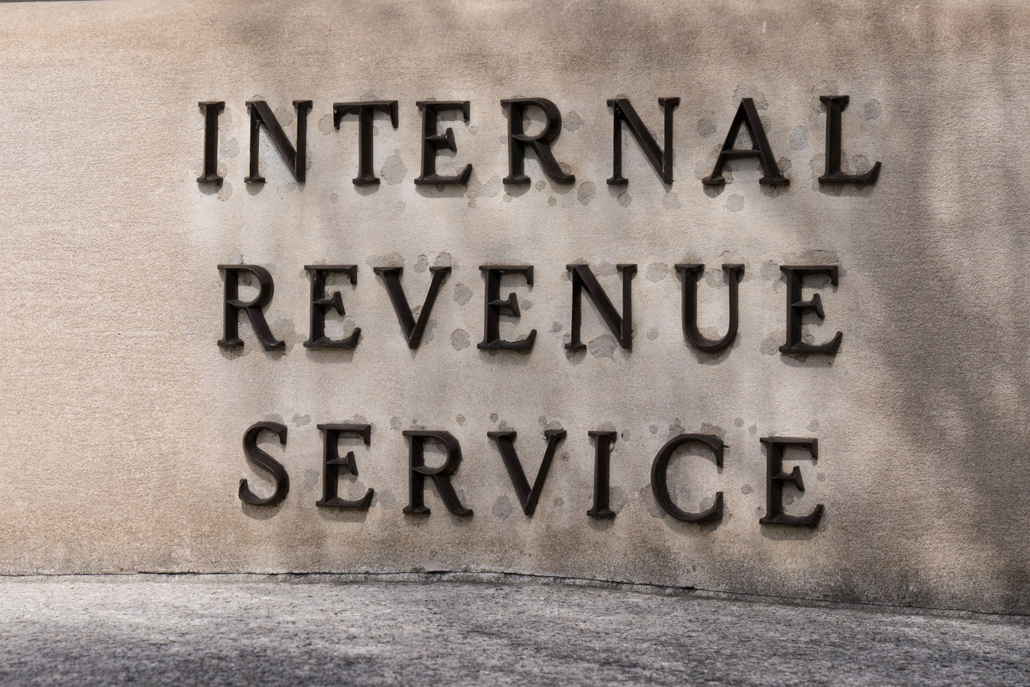 Internal Revenue Service sign at the IRS Building in Washington, DC